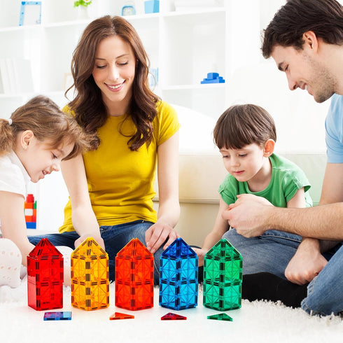 Set,60 Set FNJO Magnetic Tiles, Magnet Building PCS Building Blocks STEM Preschool Montessori Toy for Kids Boys Girls