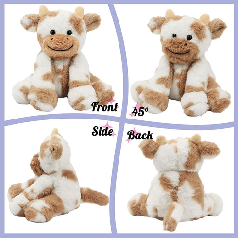 Hopearl Adorable Plush Cow Toy - Floppy Dairy Cattle Soft Stuffed Animal, Cute Birthday Gift for Kids