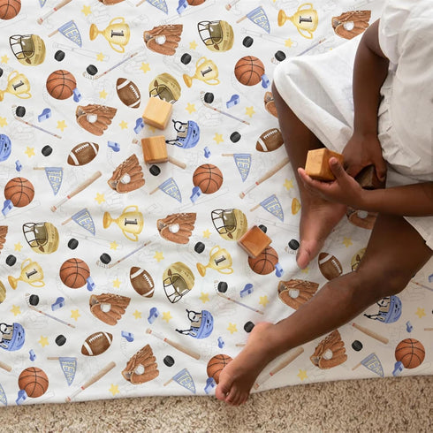 Baby Sports Blankets for Boys, Soft Flannel American Football Baseball Basketball, 30x40, Nursery Crib Bedding