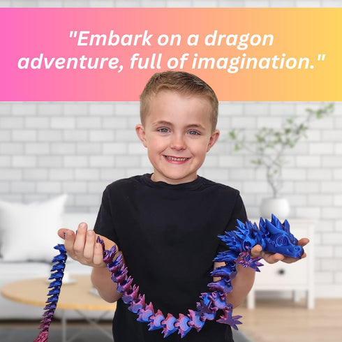Amerimaker 30" 3D Easter Basket Stuffer, Articulated Printed Dragon Flexible Fidget Toy for Kids & Teens, Dragon Egg