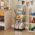 3 Tier Rolling Toy Organizer Basket with Wheels, S-Hooks, Adjustable Chalkboards - Toy Storage Cart for Kids Room