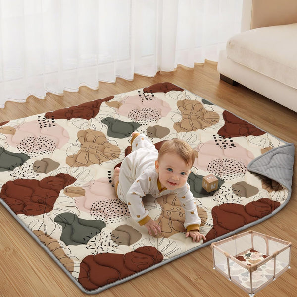 Blissful Diary Baby Play Mats for Floor, 50x50 Crawling Mat for Playpen,
