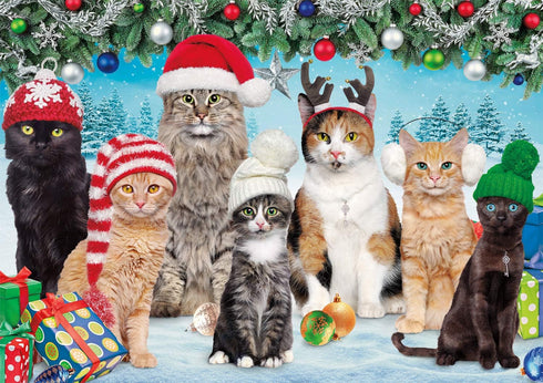 Buffalo Games Meowy Christmas – 300 Piece Jigsaw Puzzle for Adults, Finished Size 21.25 x 15.00