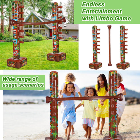 Jenaai Inflatable Tiki Limbo Game, Hawaiian Tropical Theme Fun Limbo Stick Limbo Pole for Tiki Party Decors, Summer