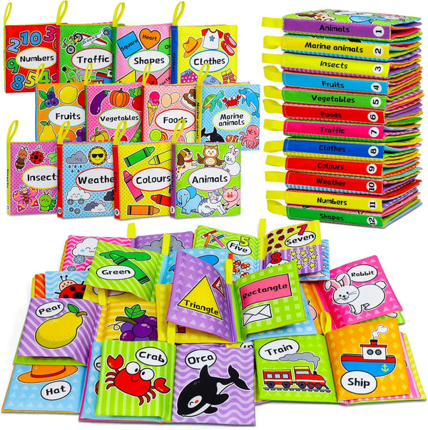 OKOOKO Soft Baby Books, 12PCS Soft Cloth Bath Books for Newborns Babies Infants Toddlers