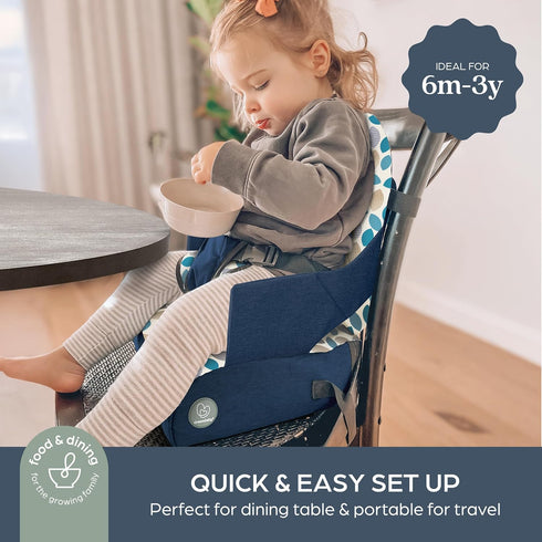 (6M-3Y) Dreambaby Grab N Go Kids Booster Seat Portable Travel Toddler High Chair for Dining with Storage & Shoulder