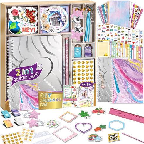 PERRYHOME 2-Pack DIY Journal Kit for Girls - 200+Pcs Journal Set for