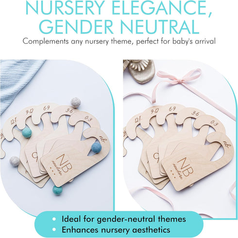 Closet 24 1in (Set 7) Baby Clothes Organizer Baby Clothes Dividers for Wood Size Dividers for Newborn to Months