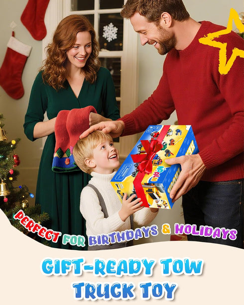 Noaln 3 4 5 6 7 15" Kids Toys for Years Old Boys, Large Tow Truck Toy, Friction Powered Transport Toy Trucks