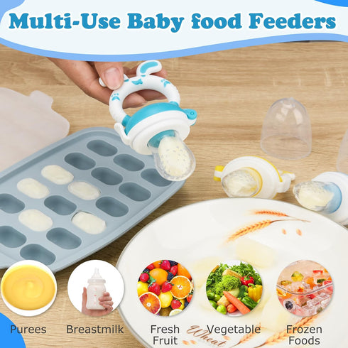 Baby Breastmilk Popsicle Molds & Baby Fruit Feeder-WAJIAYON Silicone Food Freezer Tray Storage Containers,Infant Food