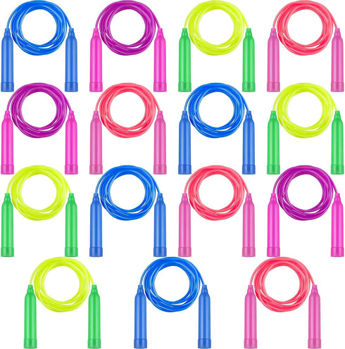 Elcoho 15 Pack Colorful Kids Jump Rope Set, Adjustable Plastic Skipping Ropes, Great Outdoor Party Favor