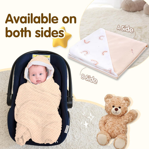 Miracle Baby 35.4"x35.4" Car Seat Swaddle Blanket for Babies, Waffle Carseat Swaddle Blanket for Infants Newborn
