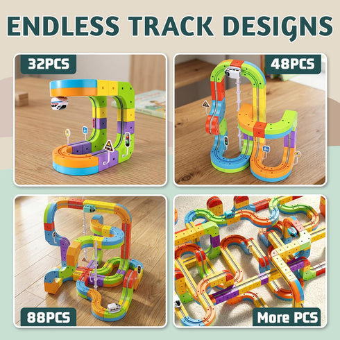 Set 3D 3 4 5 6 7 8 32 klick Rail Electric Train Magic Flexible Race Track for Kids Years Old, pcs Race Car Track Block