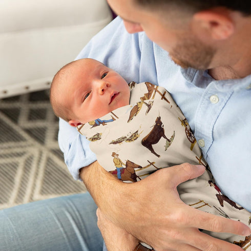 Country Sweet Jojo Designs Wild West Cowboy Baby Boy Swaddle Blanket Jersey Stretch Knit for Newborn or Infant