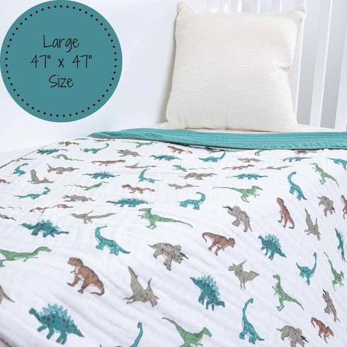 6-Layer 100% LollyBanks Muslin Baby Quilt, Cotton Baby Blanket for Boys, Soft and Breathable Toddler Quilt, Lightweight