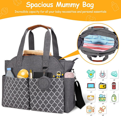 w/14 2 Moclever Diaper Bag Tote Baby Diaper Bag Pockets Burp Cloths, Multifunctional Diaper Changing Tote Bag