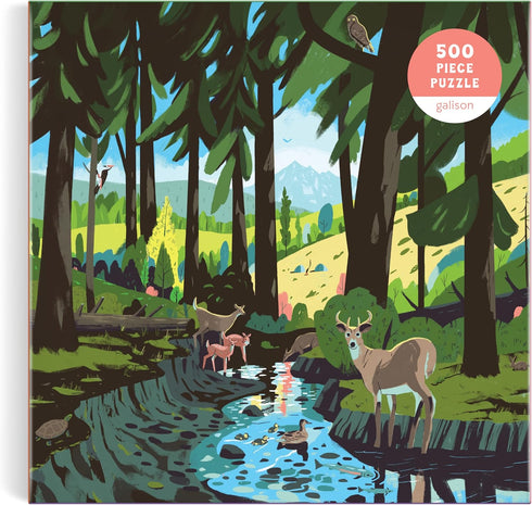 Galison Woodland Pass – 500 Piece Jigsaw Puzzle of an Evergreen Scene of Woodlands and Wildlife