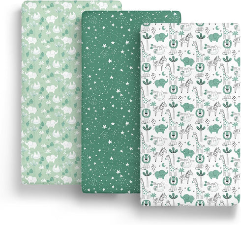3-Pack Pack Pack The Peanutshell Fitted Playard Sheets - Soft & Breathable Baby Boy or Girl Mini Crib Sheets, N Play