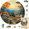 Wooden Puzzles for Adults 300 Pieces, Scenic Mountain Landscape Round Wood Jigsaw