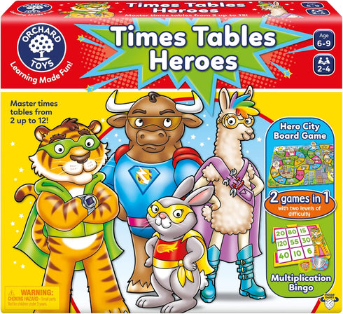 Orchard Toys Moose Games Times Tables Heroes, Exciting Multiplication Game for Ages 6-9, 2-4 Players