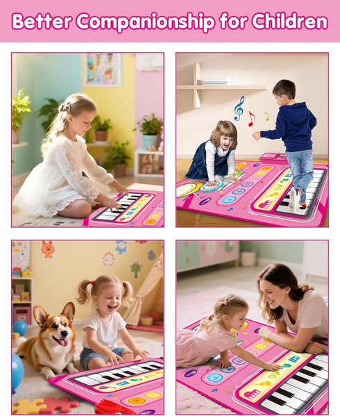 1 12-18 1-2 DQMOON Toys for Year Old Girl Gifts, Baby Musical Mat with Piano & Drum, Adjustable Volume, Months Toddler