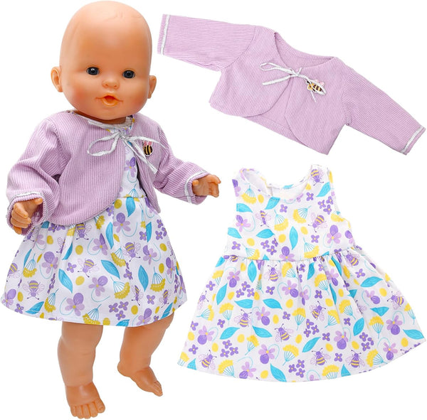 Baby Doll Clothes for 14-16 Inch Baby Dolls Cute Handmade 2-Piece Purple