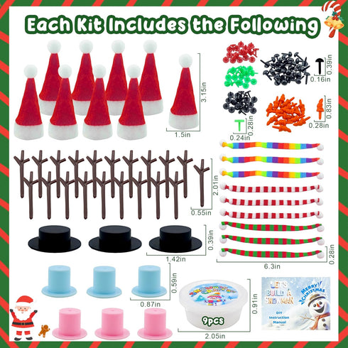 9 Pack 9 9 LanMa Snowman Kits,Fun Build a Snowman Craft for Kids Gifts Winter Family Activity, Christmas Making Snowmen