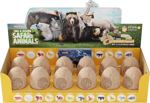 Dig a Dozen Egg Kit, Break Open 12 Eggs to Discover 12 Unique Wild Safari Animals, STEM Gift for Kids