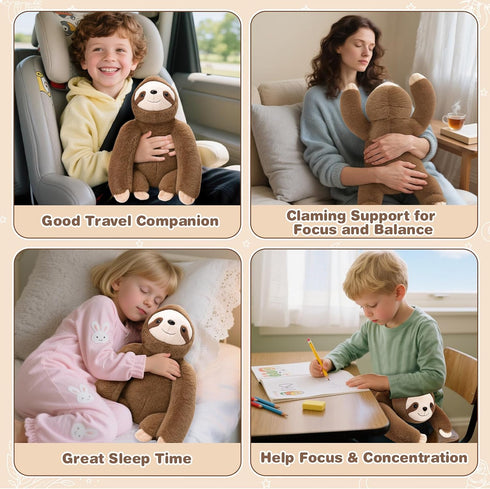11 21 inches Joyreal Sloth Sensory Weighted Vibrating Pillow, Pressure Activated for Kids Adults, Plush Minky Soft