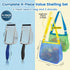 3 2 Pack otters Beach Mesh Shovel with Mesh Beach Bag for Shell Collecting, Sand Sifters Shell Collect Bag for Kids