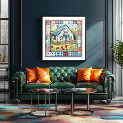 500 Cozy Country 20 20 Inches Cottage Bloom Piece Jigsaw Puzzle for Adults, House Garden Scene with Tulips, x