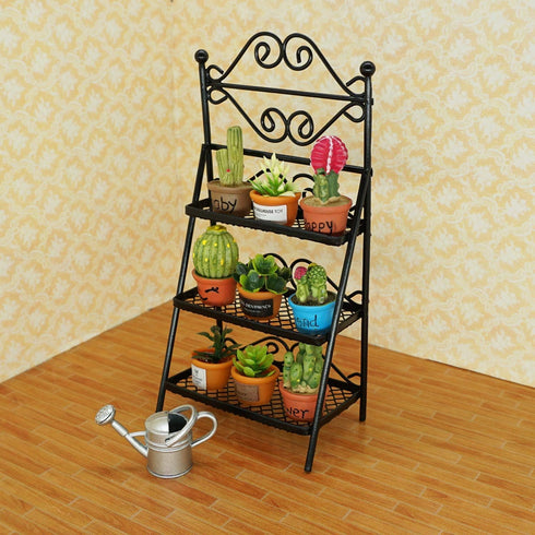 Set (11pieces) 1 12 SAMCAMI Dollhouse Furniture Flower Stand - Vintage Metal Plant Stand and Other Miniature