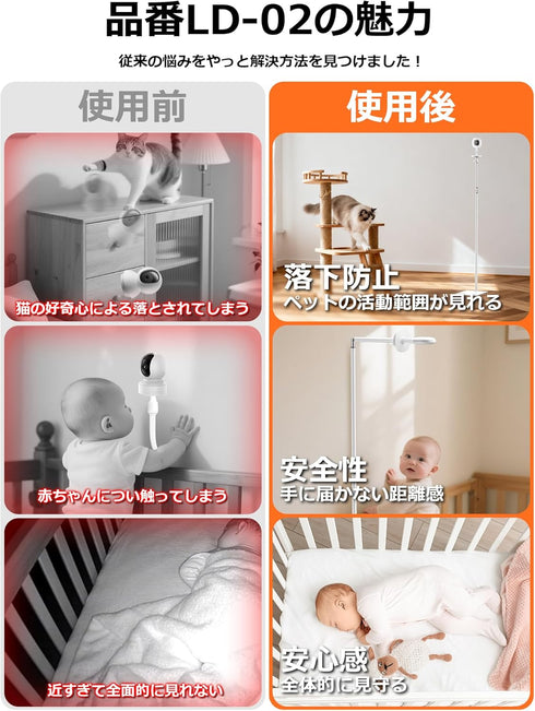 SAPESEHE 81'' Baby Monitor Mount, Holder Mount with Adjustable Height and Stable Base (Camera not Included)