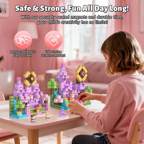 150pcs 3+,Boys Magnetic Blocks,Magnetic Building Blocks, STEM Sensory Toys with Princess Castle BuildCreative Magnet
