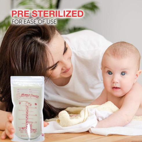 110 Count Breastmilk Storage Bags 8 Oz - Pre Sterilized & BPA Free, Leak Proof with Accurate Measurements
