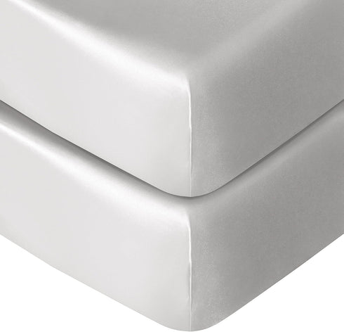 NTBAY 2 Pack Silk Satin Fitted Crib Sheet, Super Soft and Silky