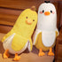 PEACH CAT Banana Duck Plush Pillow, Cute Stuffed Animal for Girls and Boys, White 19.7"