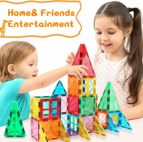 Magnetic Tiles Building Blocks for 3-8 Years Old Boys Girls, Colorful Magnet Stacking Toys Birthday Gift for Kids