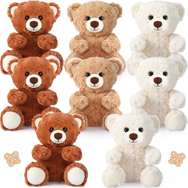 Liliful 8 Pieces 8 Inch Bear Stuffed Animal Bulk, Soft Plush Toys for Baby Shower Christmas Birthday Party Gifts