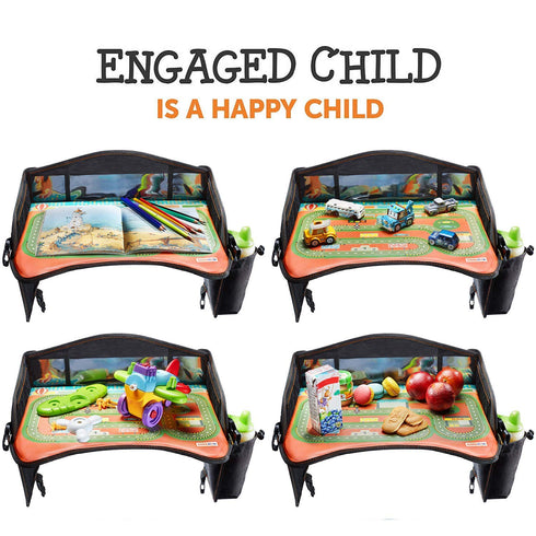 Coolmum Kids Travel Tray, Toddler Car Seat Tray, Double Sided Activity Organizer, Snack Lap Tray, Baby Stroller Table