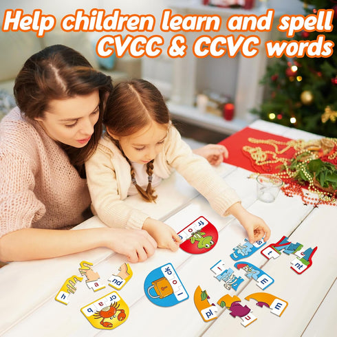 CVCC & CCVC Puzzle Cards for Kids, Word Games, Phonics Games, Speech Therapy Toys, Learning Spelling