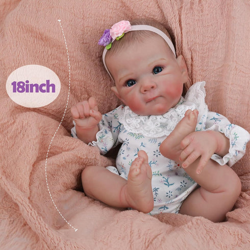 WOOROY 18 Inch Reborn Baby Dolls Girl - Lifelike Handmade Realistic Soft Body Newborn Doll with Gift for Kids Age 3+