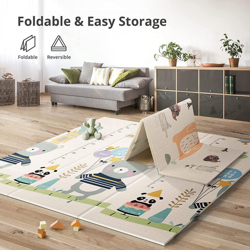 Tummy (Bear(59x59x0.4inch)) UANLAUO Foldable Baby Play Mat, Extra Large Waterproof Activity Playmats