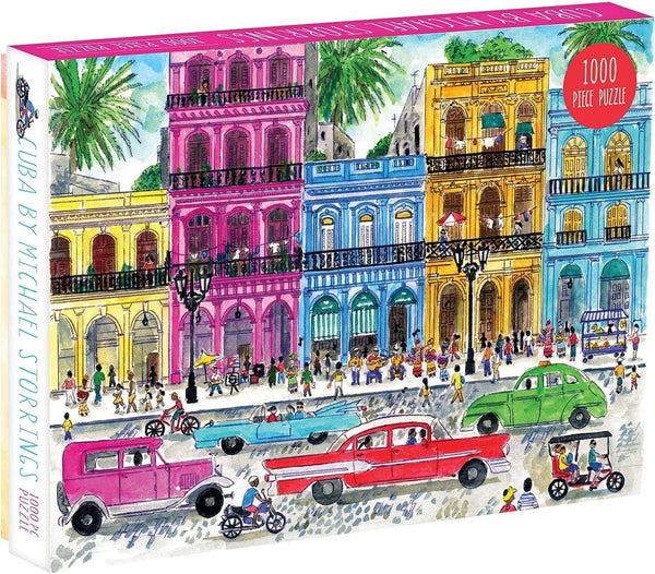 Galison Michael Storrings 1000 Piece Cuba Jigsaw Puzzle for Adults and Families, Illustrated Art Deco Scene