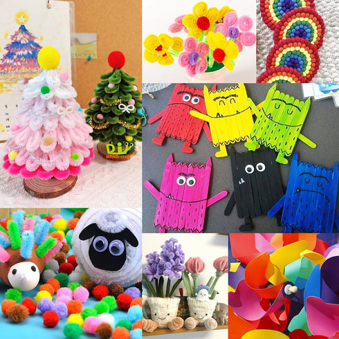 FUNZBO Arts and Crafts Supplies for Kids, Craft Kit with Glitter Glue Stick and Tools, DIY School Supplies