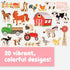 SPARK & WOW Wooden Magnets - Farm, Set of 20, Cute Magnets for Kids Ages 2+