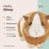 8" Bearington Ginny Guinea Pig Stuffed Animals - Toy Guinea Pig Plush with Soft Fur, Realistic Details, and Weighted
