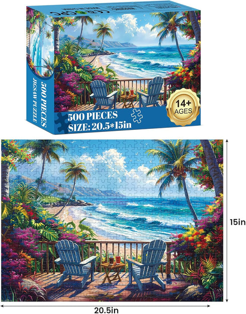 WSCXSC 500 1:1 20.5 15 Jigsaw Puzzles for Adults Pieces, Interlock Perfectly Letter on Back No Dust, Home Decor