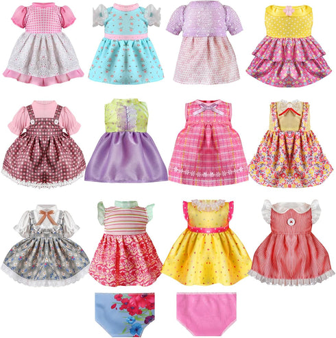 Alive Baby Doll Clothes and Accessories - 12 Sets for 12-14 Inch Dolls - Cute Outfits for Girls