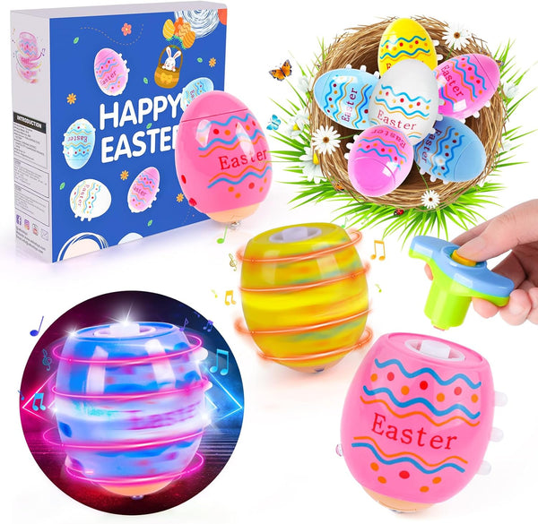 TERRAMUS Easter Eggs Toys, 6-Pack Light Up Easter Basket Stuffers, Lighting, Singing,